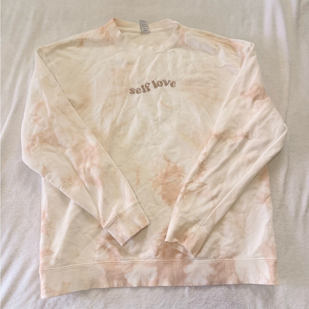 Self Love Tie-Dye Crewneck Sweatshirt - Blush